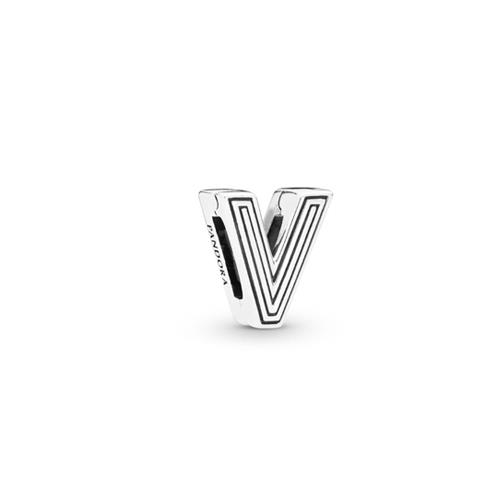 PANDORA REFLEXIONS LETTER V SILVER CLIP CHARM - PANDORA