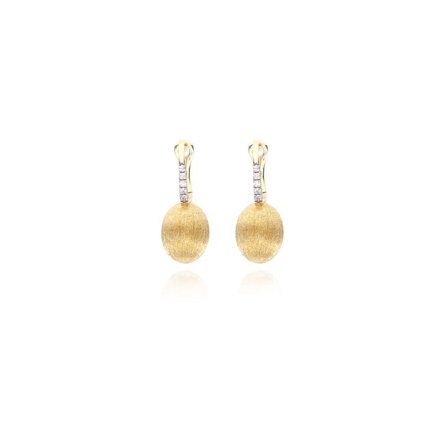 ORECCHINI "BABY CILIEGINE" CON BOULES PENDENTI IN ORO E DETTAGLI DI DIAMANTI 0.035 - NANIS