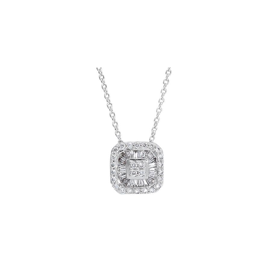 COLLANA IN ORO BIANCO 18 KT - DIAMANTI DI VARIO TAGLIO  KT TOT. 0.35 G SI - CEDRO