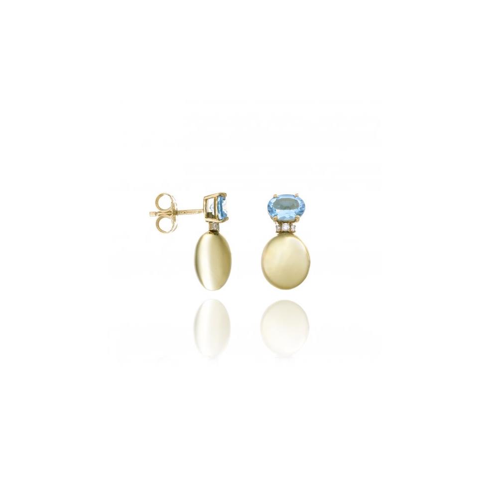 ORECCHINO ARMILLAS ACQUA GEMMA ORO GIALLO CON BRILLANTI BIANCHI/TOPAZIO - CHIMENTO
