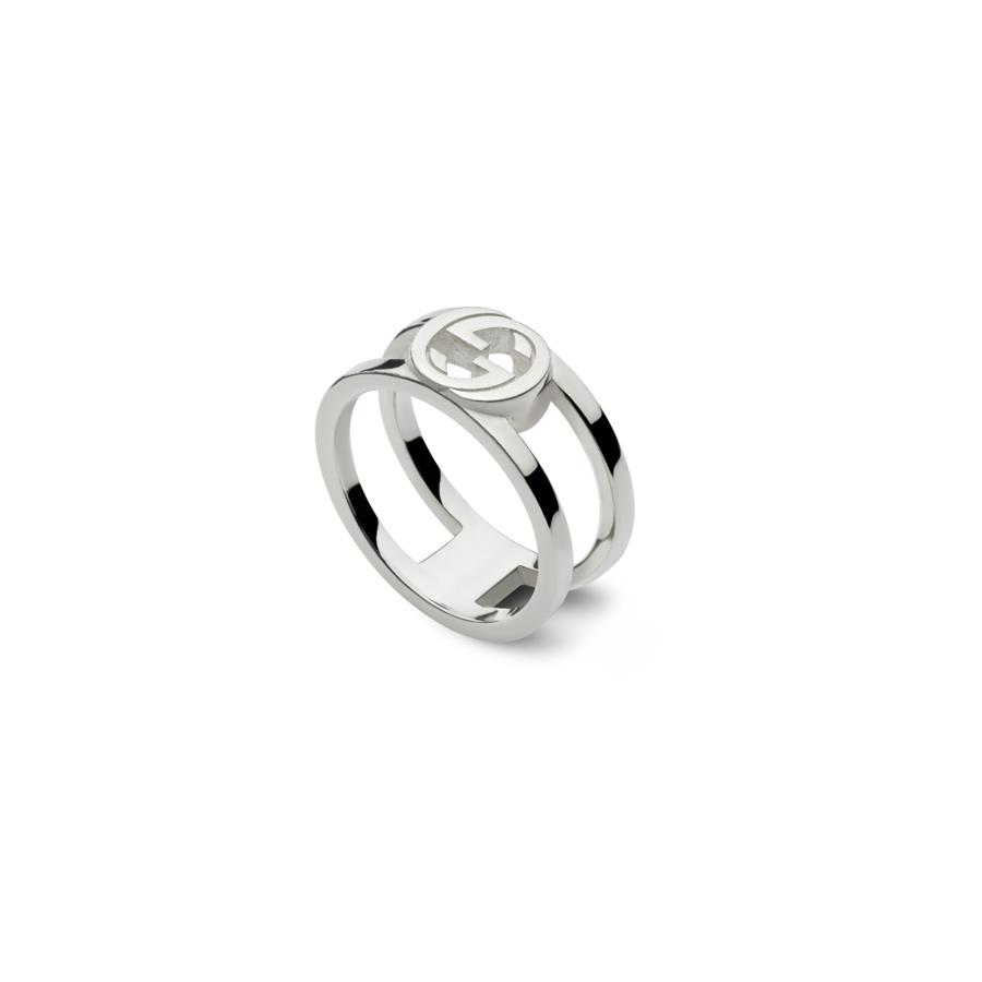 ANELLO INTERLOCKING G DOPPIA FASCIA STRETTA - MIS 13 - GUCCI SILVER JEWELRY