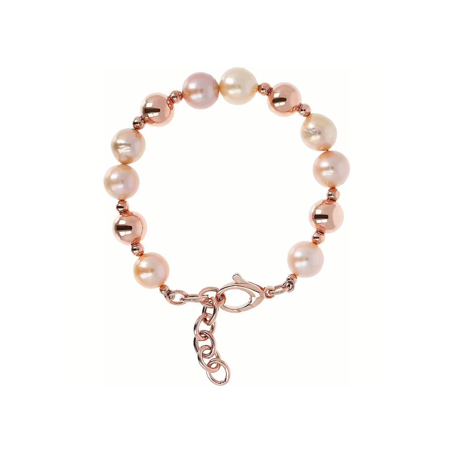 BRACCIALE CATENA CON PENDENTE QUARZO ROSA - BRONZALLURE