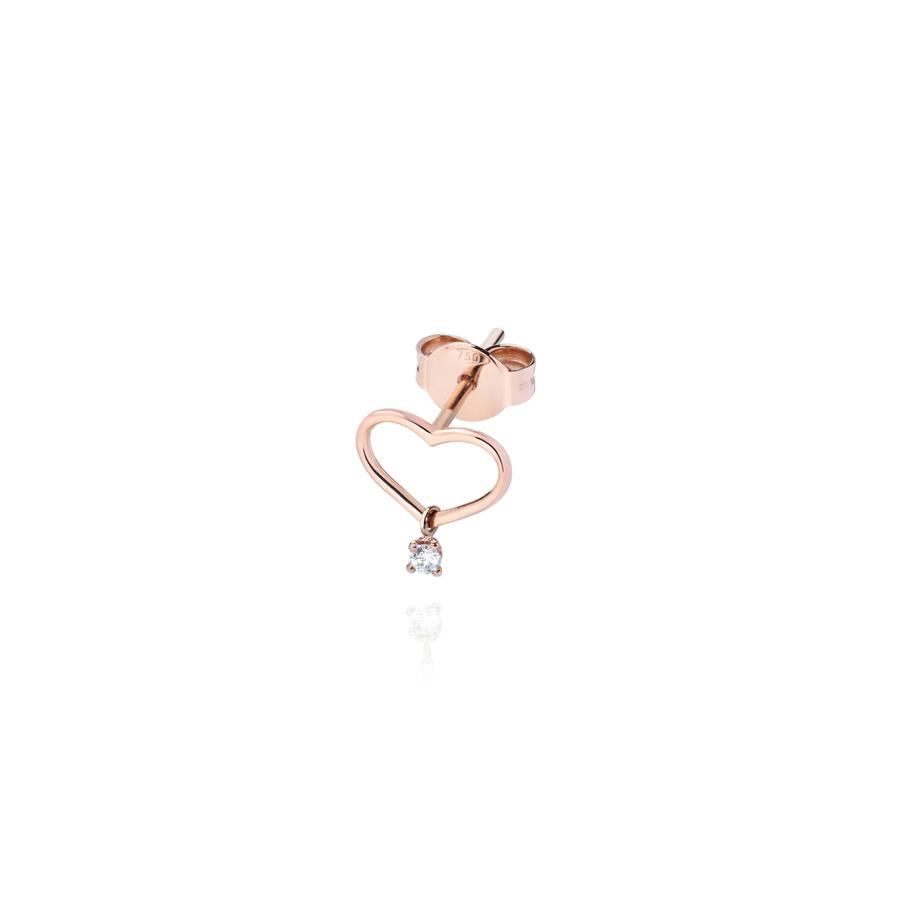 ORECCHINI CUORE CON DIAMANTE PENDENTE 0.02 - BURATO