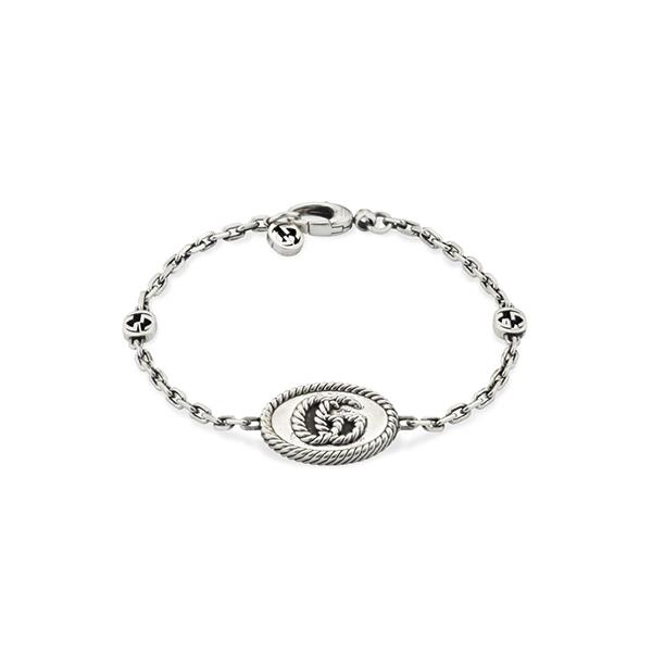 BRACCIALE GG MARMONT CON LOGO GG BRILLANTE - ARGENTO INVECCHIATO - GUCCI SILVER JEWELRY