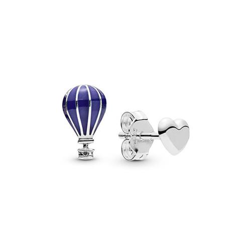 AIR BALLOON AND HEART SILVER STUD EARRINGS WITH BLUE ENAMEL - PANDORA