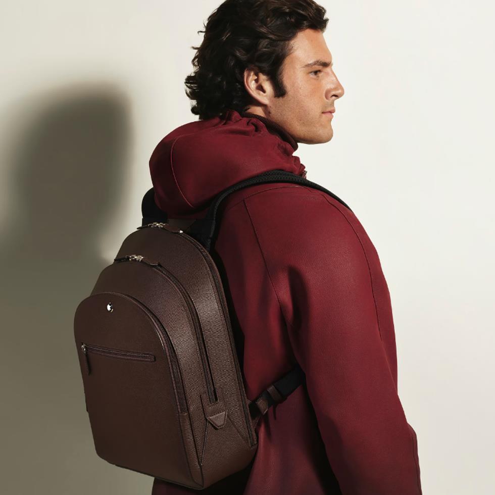 ZAINO MODELLO MEDIO CON 3 COMPARTIMENTI IN PELLE SARTORIAL MARRONE EBANO - MONTBLANC