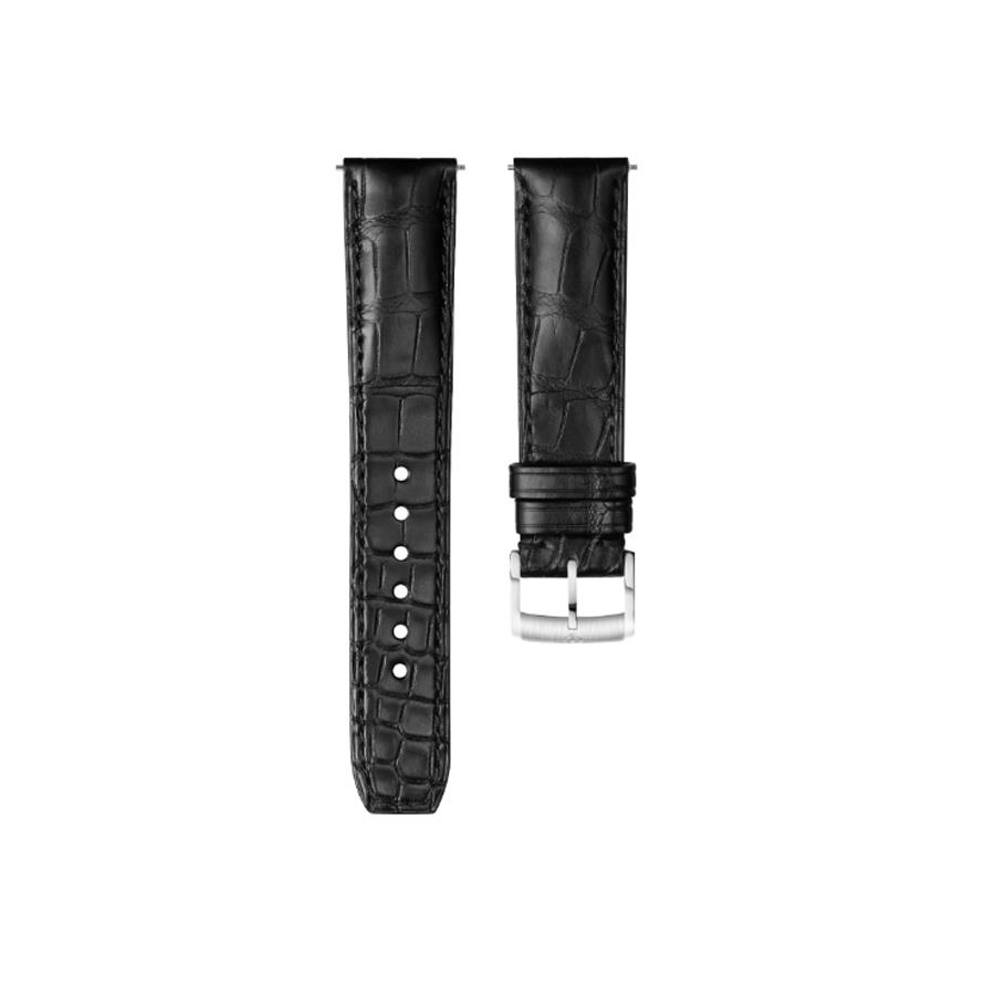 CINTURINO ALLIGATORE NERO SEMI OPACO - ARDIGLIONE/ BDR - 115/75 - CUCITURE TONO SU TONO - BAUME & MERCIER