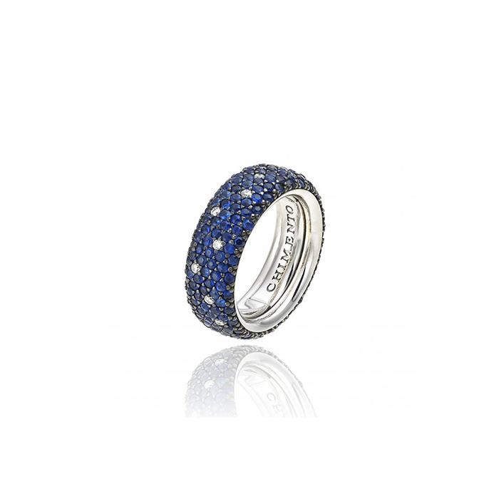 ANELLO STAR IN ORO BIANCO CON ZAFFIRI E BRILLANTI - BR.0.26 GVS - ZAF. 3.12 - CHIMENTO