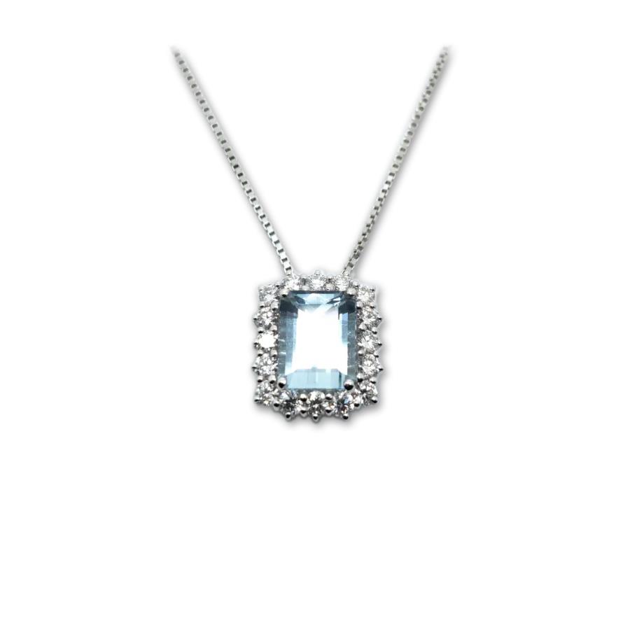 COLLANA ACQUAMARINA QUADRATA KT 2.01 E BRILL VSG 0.56 - GR 5.8 - GIORGIO VISCONTI