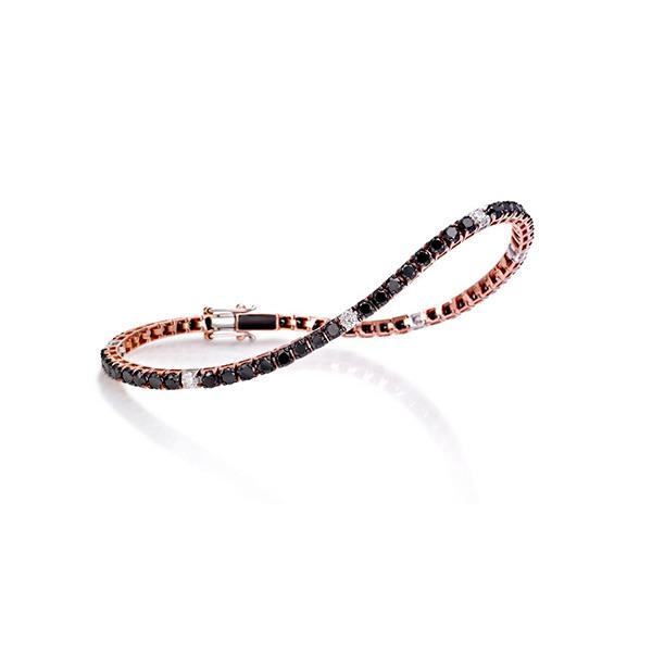 TENNIS IN ORO ROSA, DIAMANTI NERI CT 3.90 DIAM G VSI CT 0.30 CM 20 - CRIERI