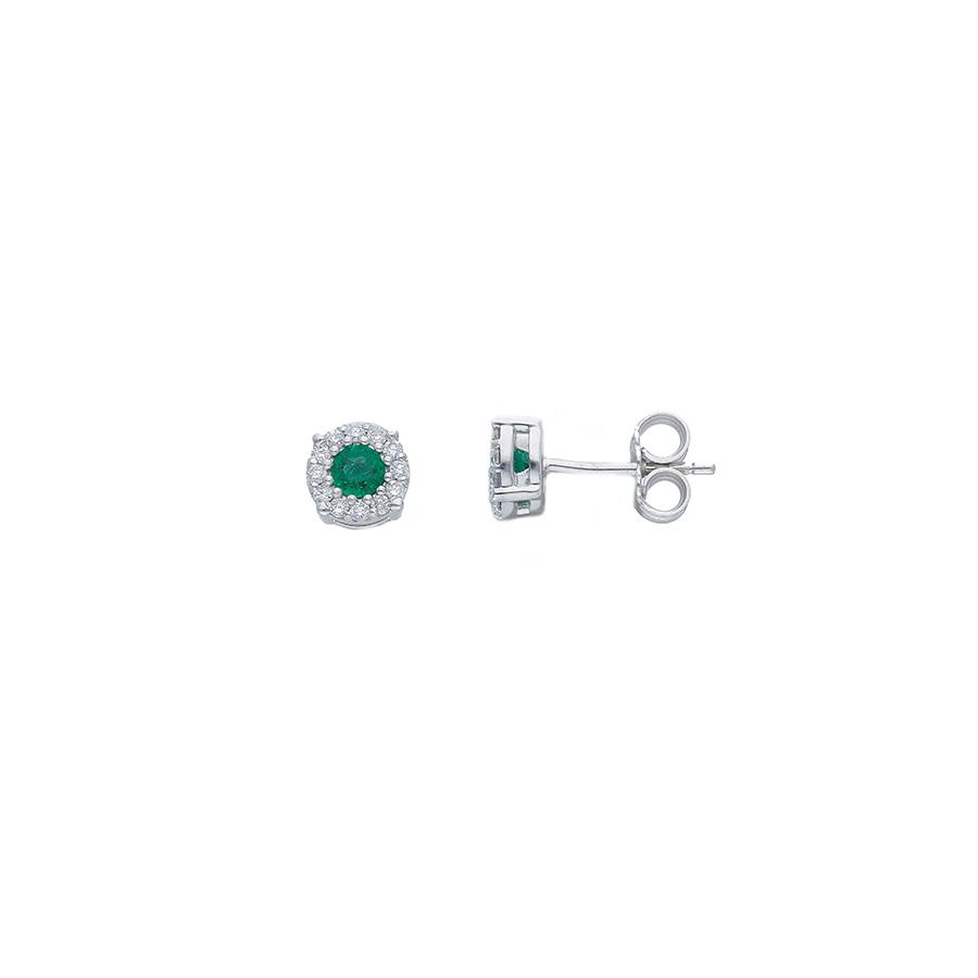 ORECCHINI ORO BIANCO 18 KT - SMERALDI 0.46 KT E DIAMANTI 0.19 KT - SONGA LJ
