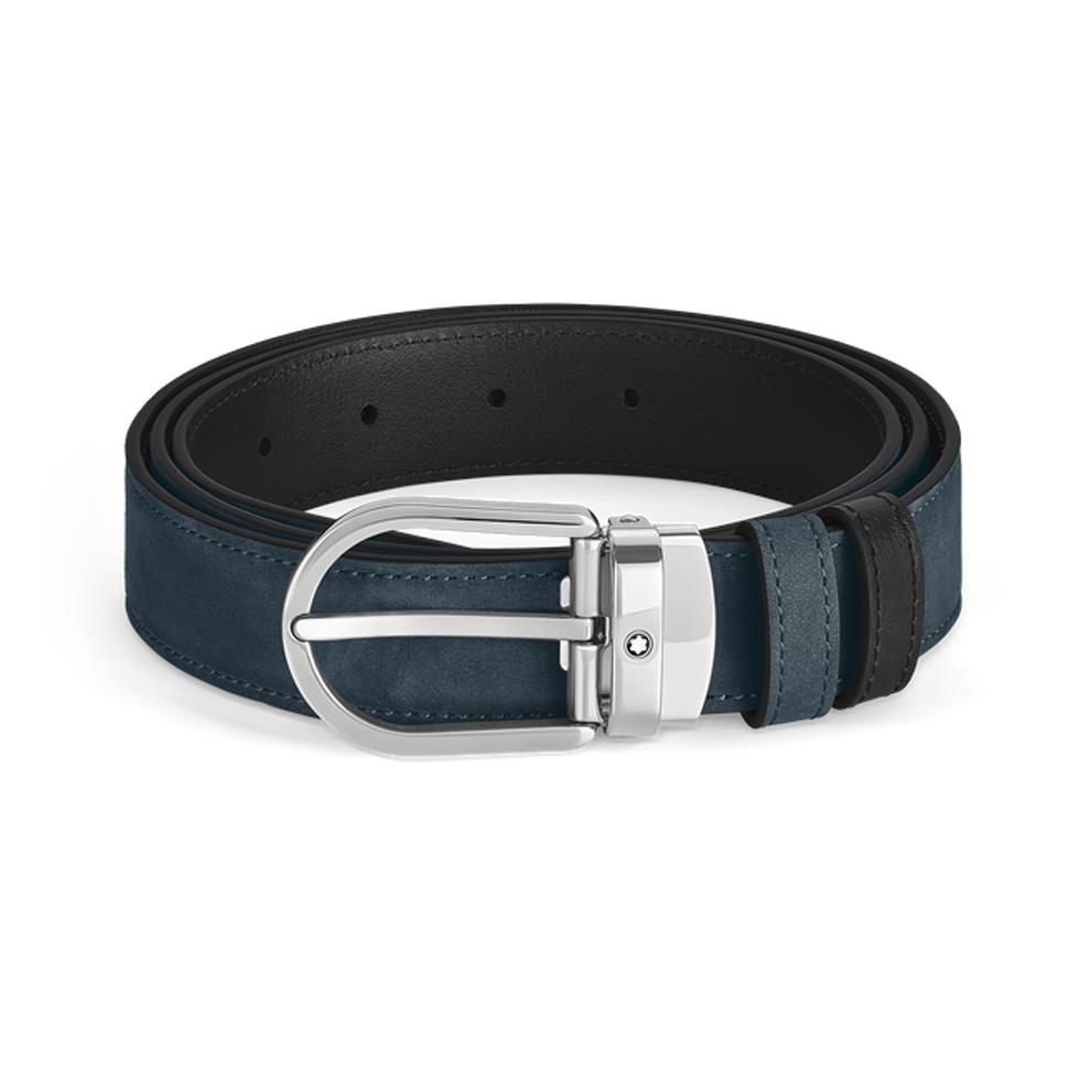 30 MM SCAMOSCIATA BICOLORE BLUE SUEDE / NERA - MONTBLANC