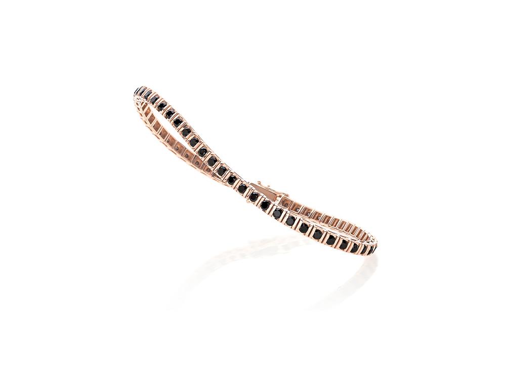 BRACCIALE TENNIS ARYA ORO ROSA DIAMANTI NERI  KT 2.85 CM 20 - CRIERI