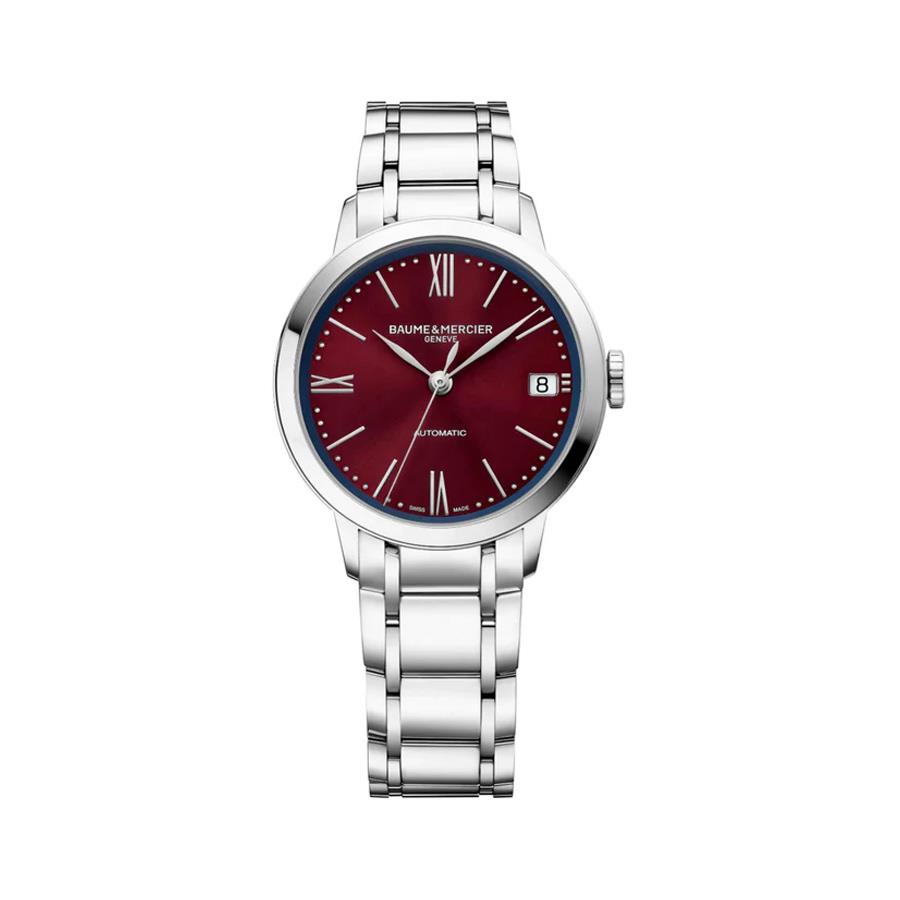 CLASSIMA 34MM AUTOMATICO DOPPIO CINTURINO ACC/TESSUTO - QUADRANTE BORGOGNA - BAUME & MERCIER