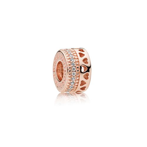 HEARTS PANDORA ROSE SPACER WITH CLEAR CUBIC ZIRCONIA - PANDORA