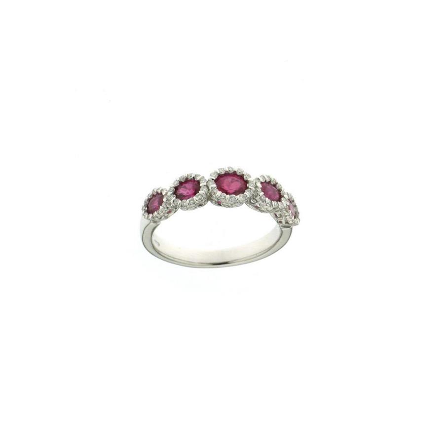 ANELLO IN ORO BIANCO 18 KT - GR 4.00 CON 5 RUBINI KT TOTALI 0.99 E DIAMANTI KT 0.22 - VALENTINA CALLEGHER