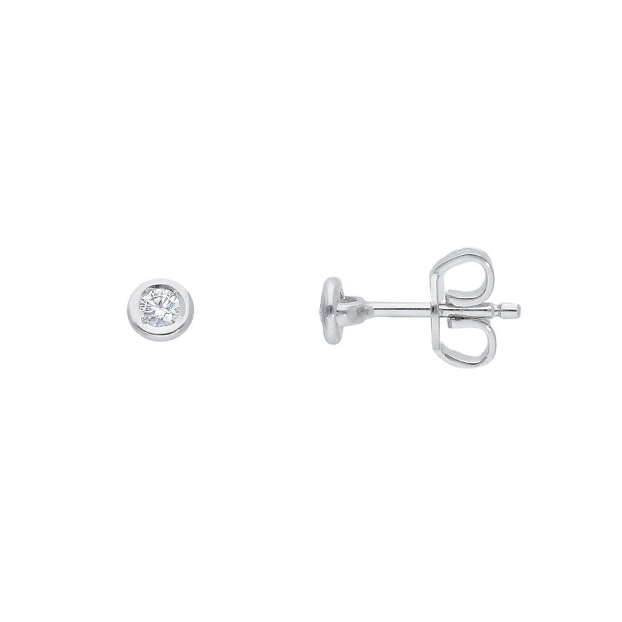 ORECCHINI PUNTO LUCE ORO BIANCO CON DIAMANTE KT 0.10 CASTONE BATTUTO - CEDRO