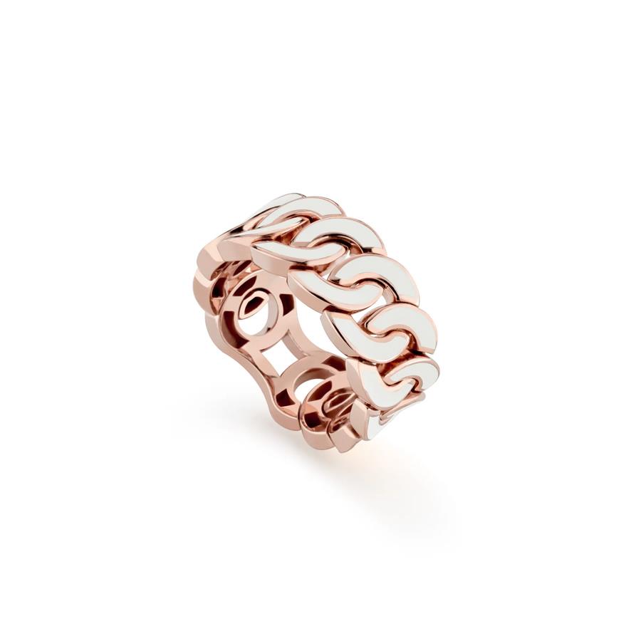 ANELLO NOON ORO BIANCO CON SMALTO BIANCO - BUONOCORE