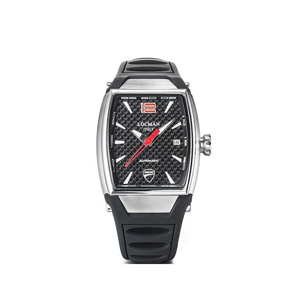 DUCATI AUTOMATICO ACC/TITANIO QUADRANTE CARBONIO CINTURINO SILICONE NERO - LOCMAN