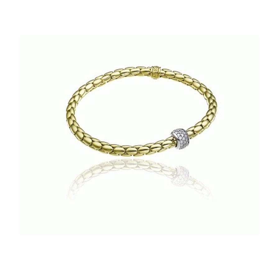 BRACCIALE STRETCH SPRING ORO GIALLO E DIAMANTI 0.63 - CHIMENTO
