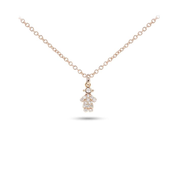 COLLANA ORO ROSA CIONDOLO BIMBA DIAMANTI: D: 0.05 - GR 1.74 - BUONOCORE