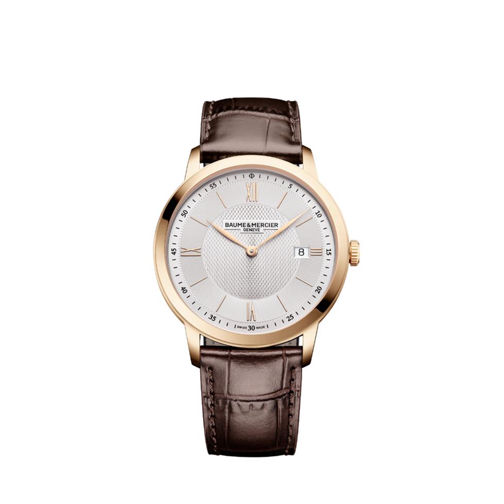 CLASSIMA 2026 PVD ROS&Egrave; SOLO TEMPO QUARZO CINTURINO PELLE QUADRANTE BIANCO - BAUME & MERCIER