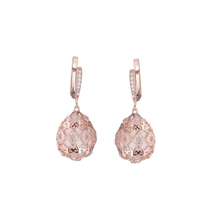 ORECCHINI ARGENTO ROS&Egrave; AGATA BIANCA - TSARS COLLECTION