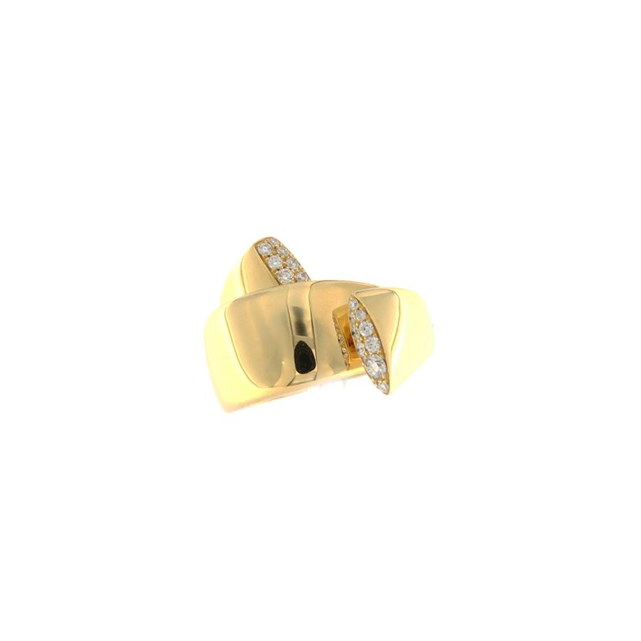 ANELLO ORO GIALLO CONTRARIE LARGO - DIAMANTI 0.32 - ROTA & ROTA