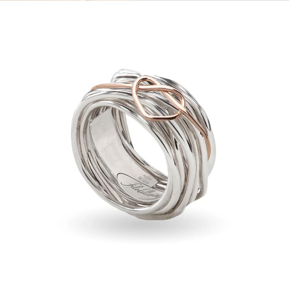 CLASSIC 13 FILI CON CUORE ANNODATO ORO ROSA 9 KT- MIS 16 - RUBINIA