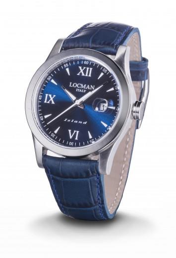 ISLAND CASSA ACCIAIO, QUADRANTE E CINTURINO PELLE COLERE BLUE - LOCMAN