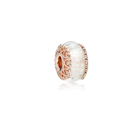 PANDORA ROSE CHARM WITH IRIDESCENT AND TRANSPARENT MURANO GLASS - PANDORA