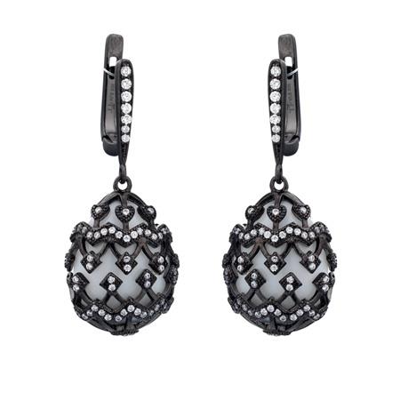 ORECCHINI AGATA BIANCA, ARGENTO ROS&Egrave; E IRCONIA - TSARS COLLECTION