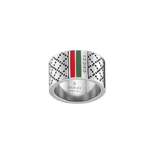 ANELLO DIAMANTISSIMA 12MM  VERDE ROSSO MISURA 23 - GUCCI SILVER JEWELRY