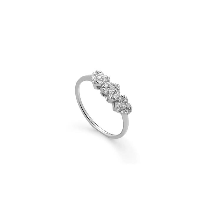 ANELLO TRILOGY ORO BIANCO 18 KT CUORI DIAMANTI - GR 2.13 - KT 0.34 - CEDRO