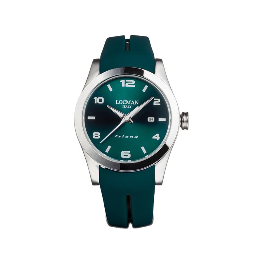 ISLAND ACCIAIO SOLO TEMPO QUARZO CINTURINO VERDE SCURO - LOCMAN