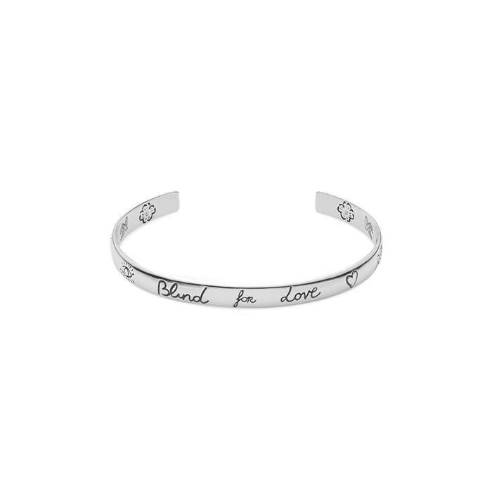 BLIND FOR LOVE BANGLE Ó M M AURECO BLACK SILVER - GUCCI SILVER JEWELRY