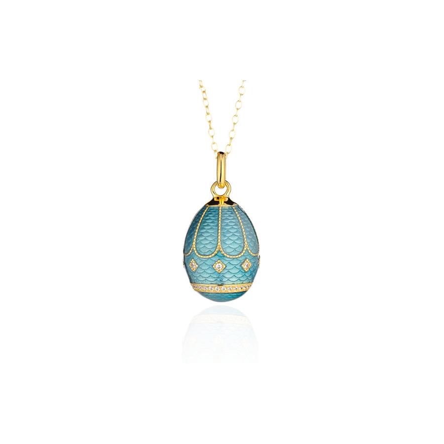 CIONDOLO SMALTO TURCHESE CON ZIRCONI - COLLANA ARGENTO DORATO - TSARS COLLECTION