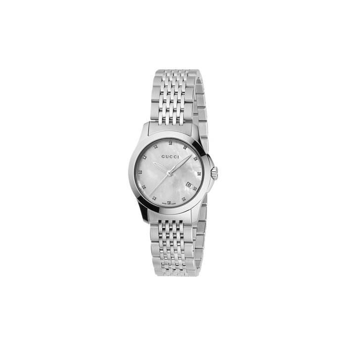 G-TIMELESS SM WHITE MOP 12D/STEEL/BRAC - GUCCI TIMEPIECES