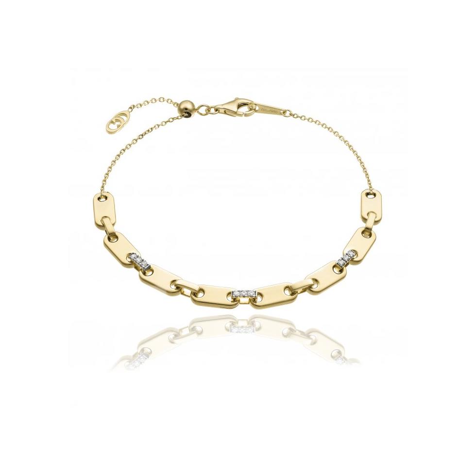 BRACCIALE BARRETTE CONTROMAGLIE DIAMANTI CON CATENELLA REGOLABILE, CM 19 - CHIMENTO
