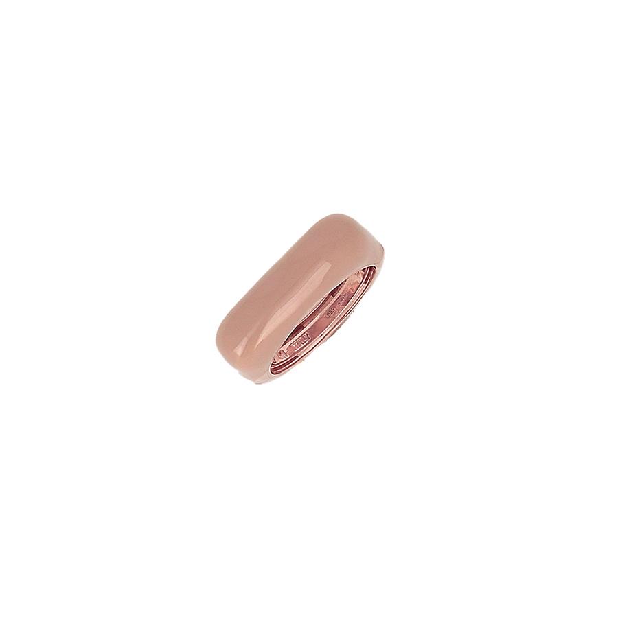 ANELLO "BRIO" RETTANGOLARE ROSA LUCIDO SMALO ROSA MOUSSE SCURO - PESAVENTO