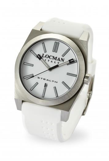STEALTH CASSA ACCIAIO, QUADRANTE BIANCO, CINTURINO CAUCCI&Ugrave; BIANCO - LOCMAN