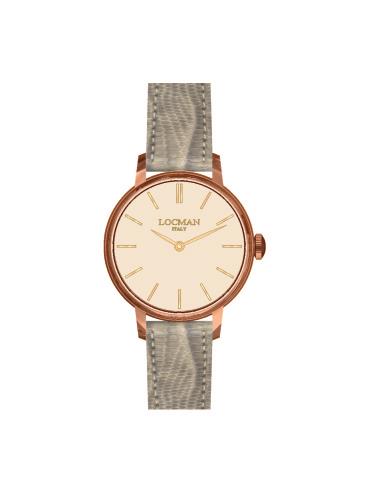 1960 32 MM , CASSA IN ACCIAIO ROS&Egrave;, QUADRANTE CREMA, CINTURINO PELLE - LOCMAN