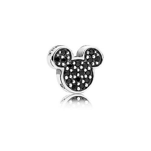 DISNEY MICKEY SILHOUETTE SILVER PETITE ELEMENT WITH BLACK CRYSTAL - PANDORA