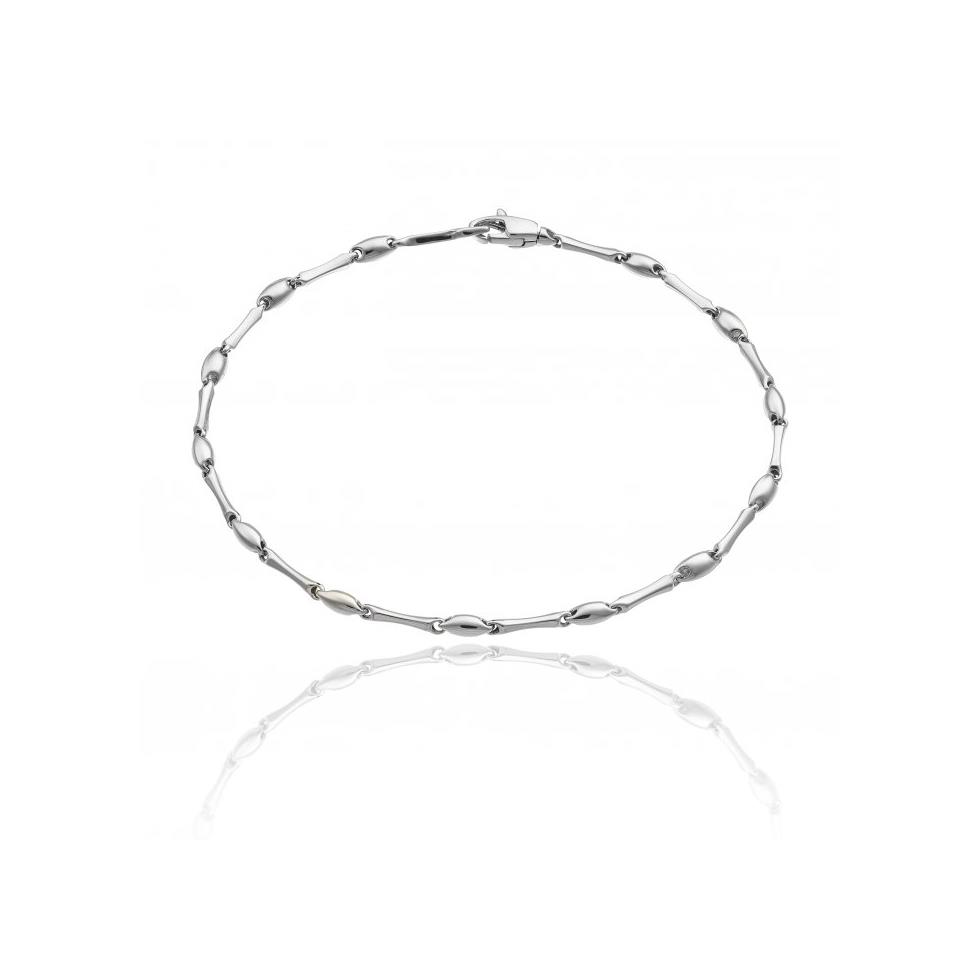 BRACCIALE BAMBOO+OVALI - ORO BIANCO CM 19 - CHIMENTO