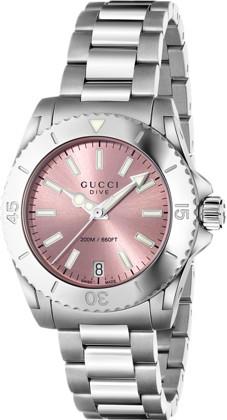 GUCCI DIVE MD PINK/STEEL/BRAC - GUCCI TIMEPIECES