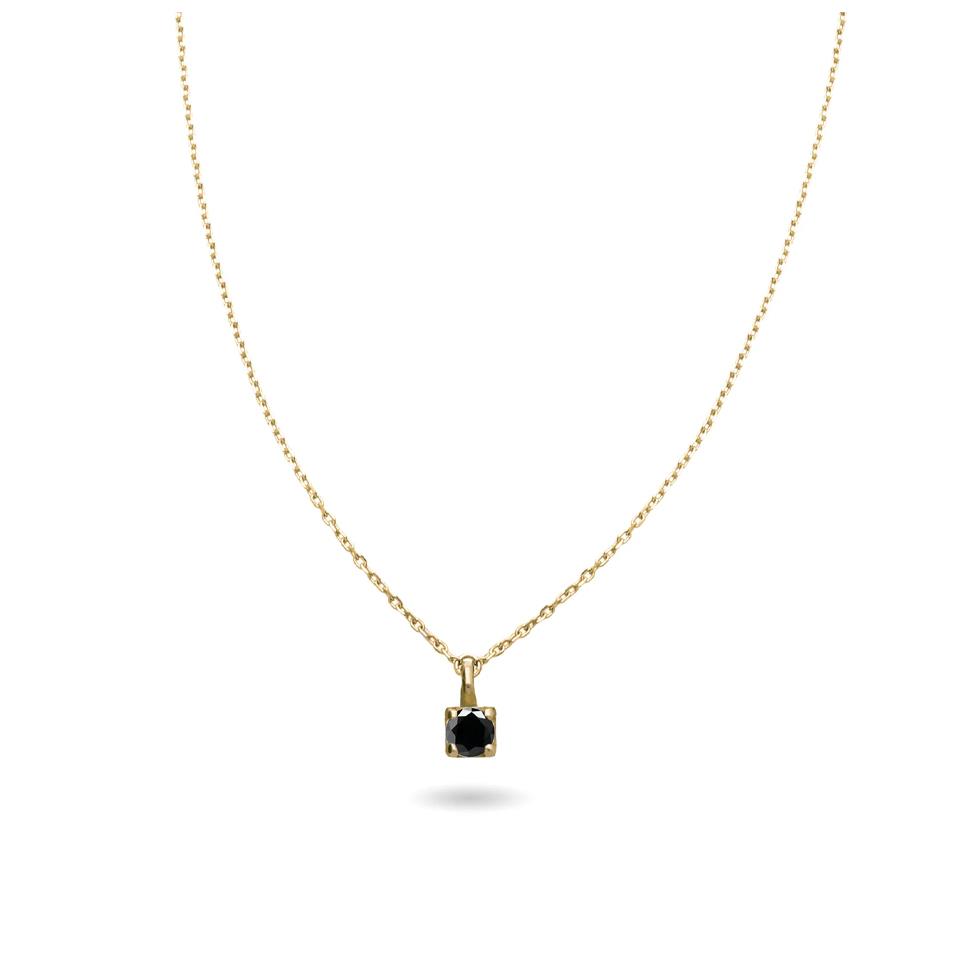 COLLANA FILO D'AMORE PUNTO LUCE IN ORO 9 KT CON DIAMANTE NERO 0.08 CT - RUBINIA