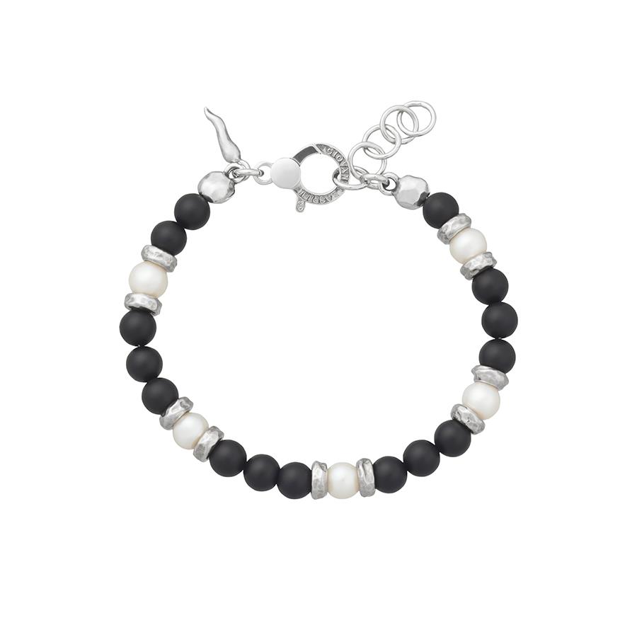 BRACCIALE TANGO GRAFITE E PERLE CM 22 - RASPINI