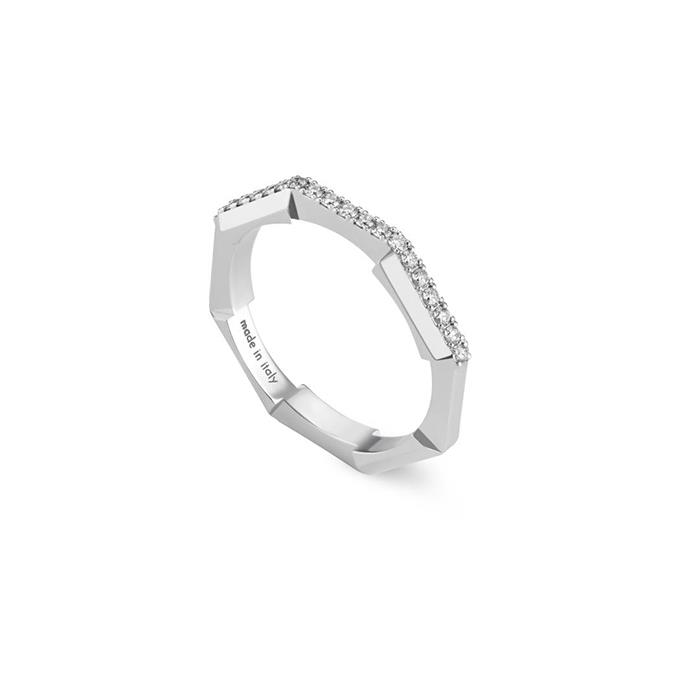 LINK TO LOVE ANELLO 3MM ORO BIANCO FULL PAVÈ - KT 0.16 - MIS 14 - GUCCI FINE JEWELRY