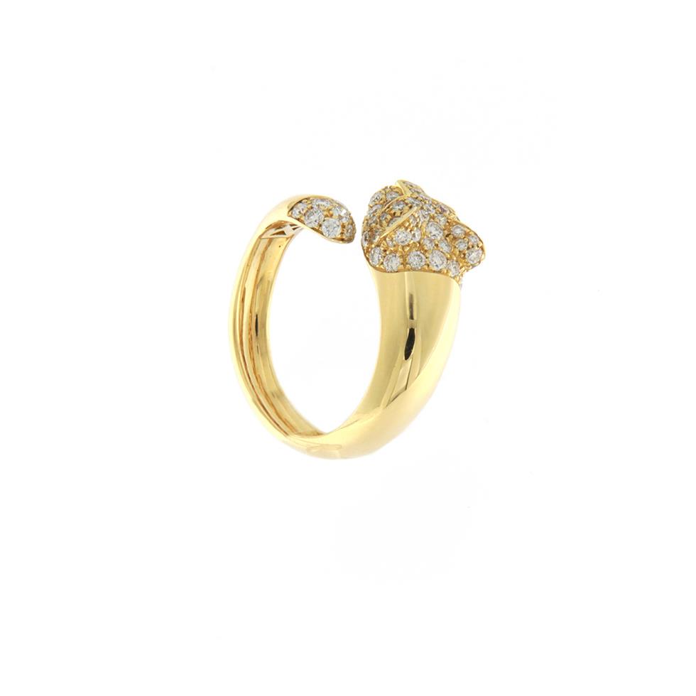 ANELLO "PANTERA" ORO GIALLO - DIAM 0.97 - RUBINI 0.12 - GR. 8.10 - ROTA & ROTA