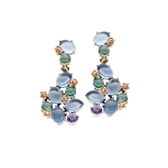 POSITANO - ORECCHINI IN ARGENTO, ORO 9 KT E QUARZI IDROTERMALI - DE NOBILI